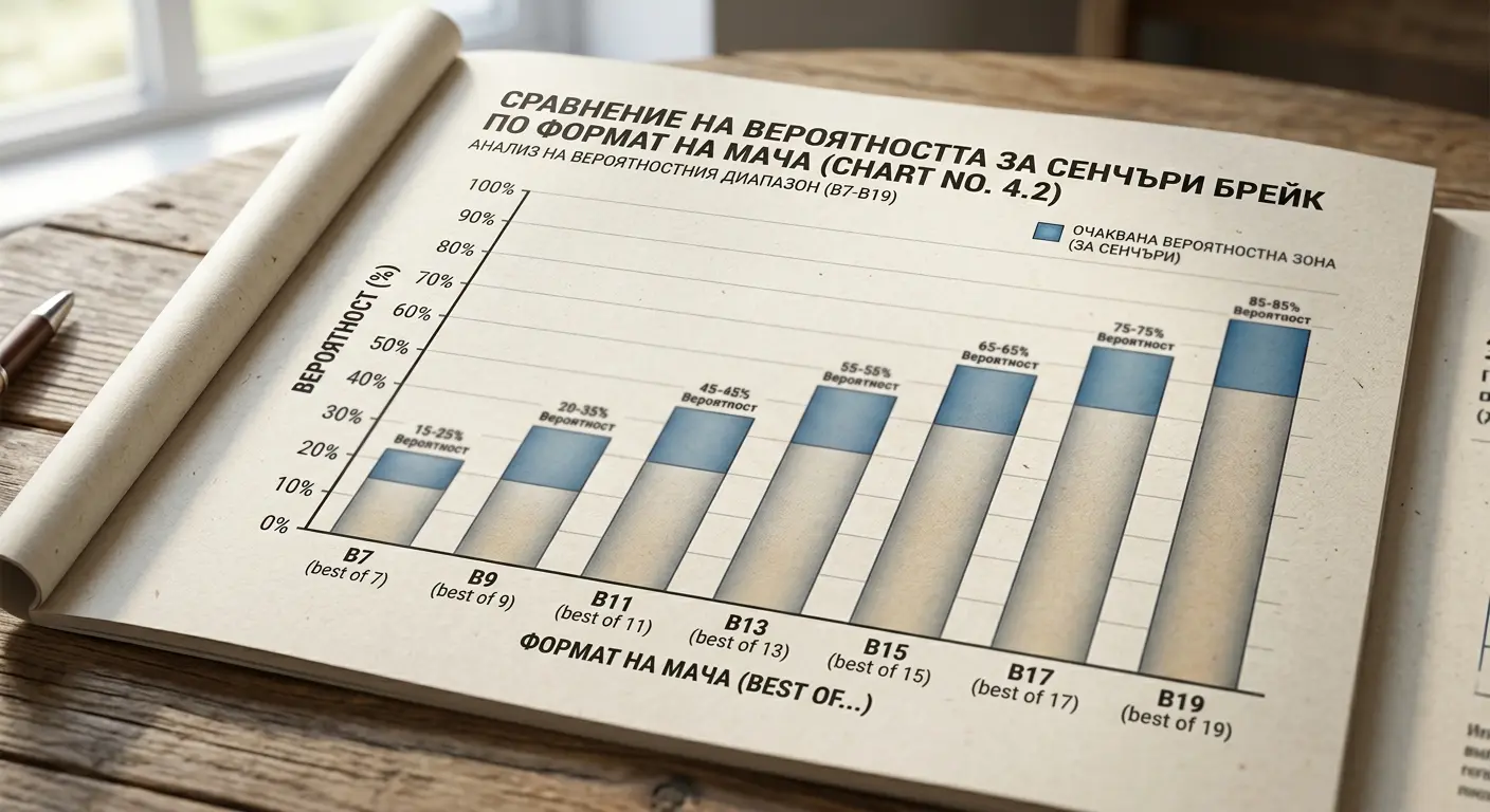 Формат на мача и вероятност за сенчъри — best of 7 срещу best of 19