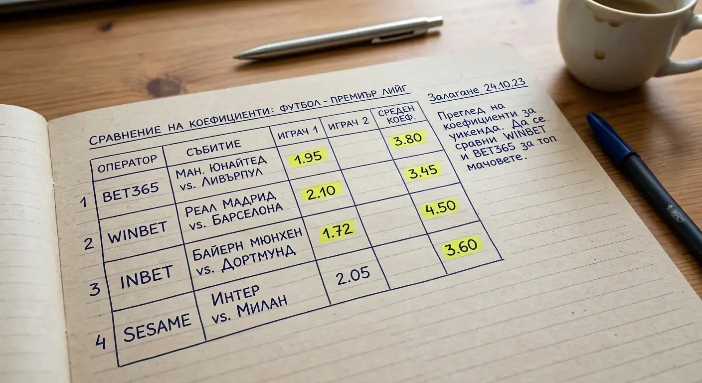 Коефициенти при четири оператора — практически пример за сравнение